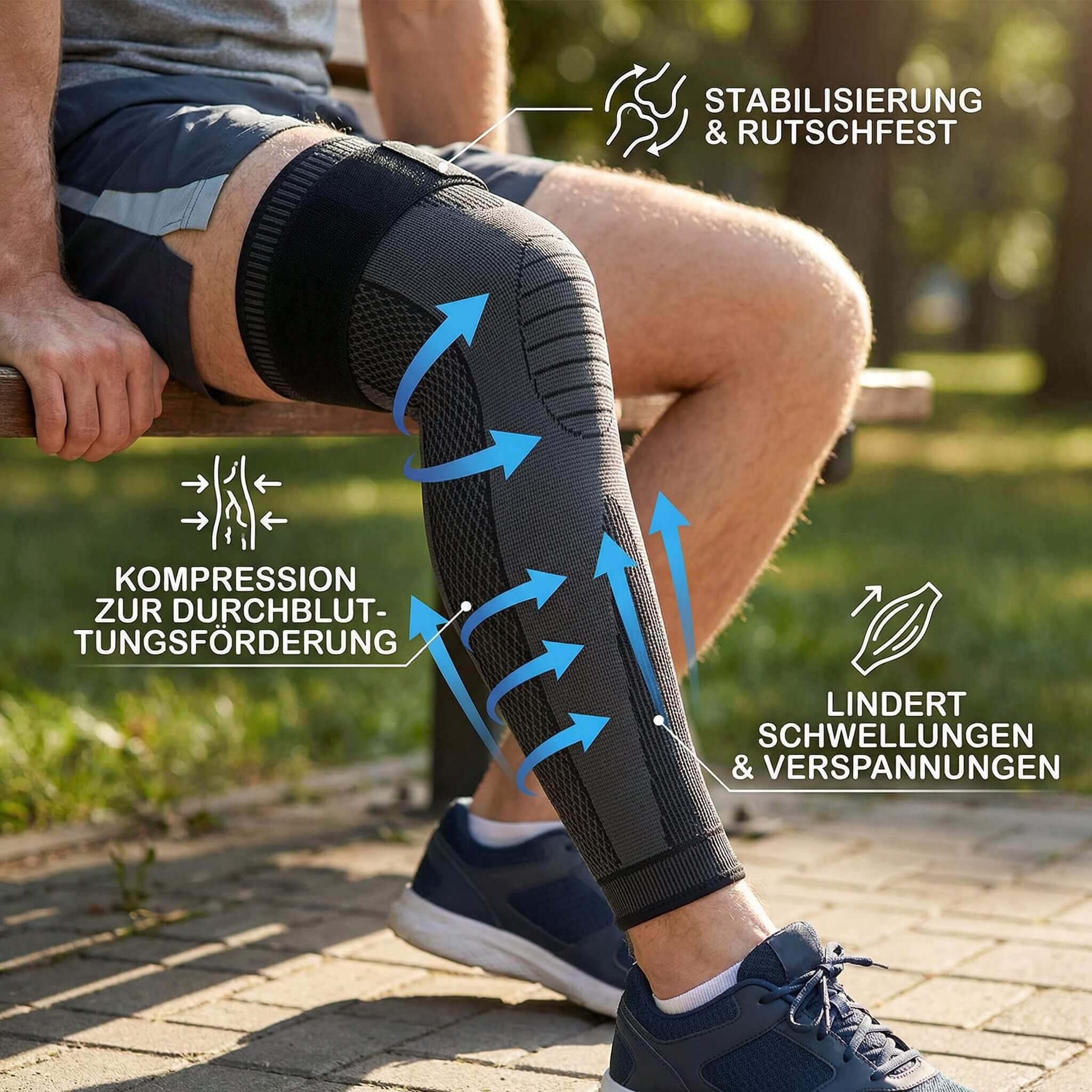 Kniebandage mit Kompression | Kniesupport für Sport, Training oder Arbeit | Flexurion
