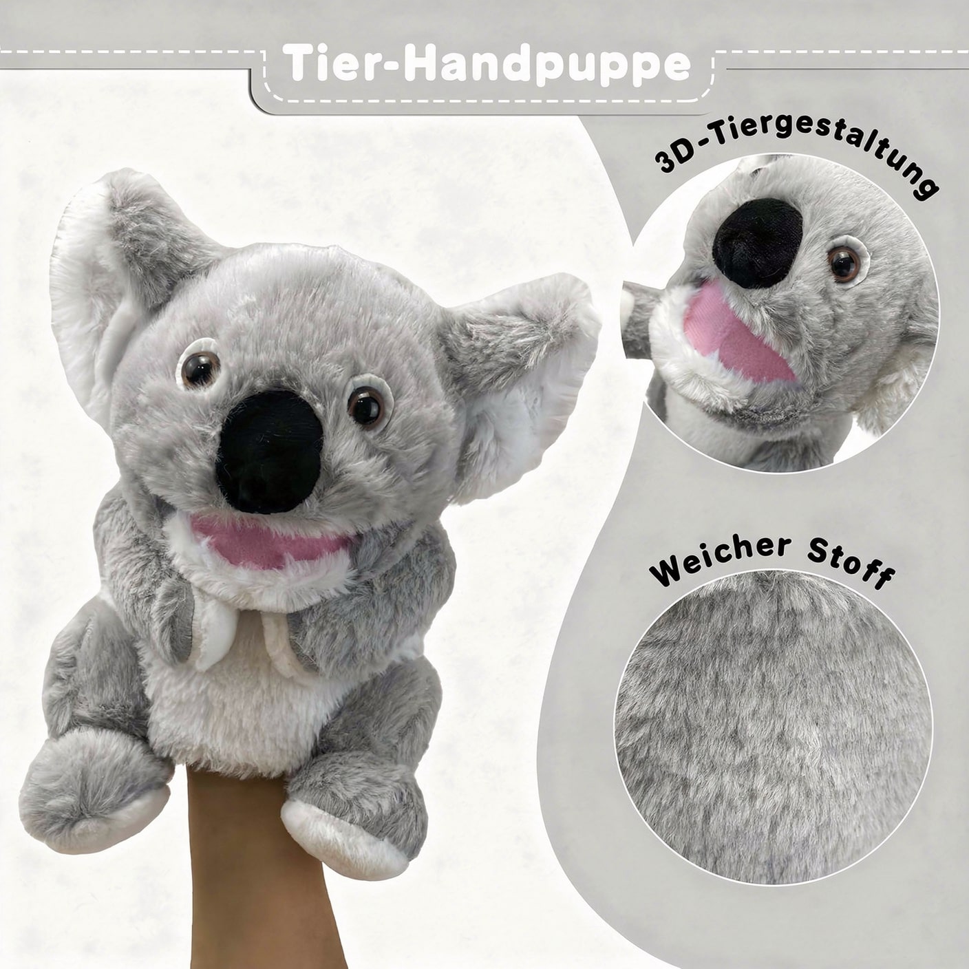 Kuscheltier-Handpuppe | Plüschspielzeug für Kinder | HandFriend