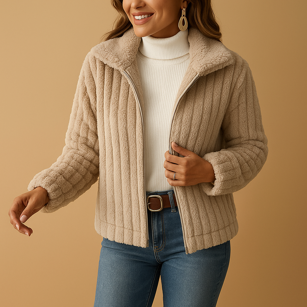 Damen Lange Fleecejacke mit Stehkragen – Wärme trifft auf alltägliche Eleganz