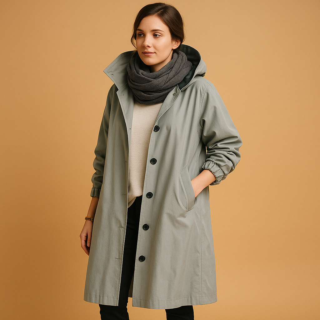 Damen Lange Wasserdichte Regenjacke – Voll Länge Regenmantel