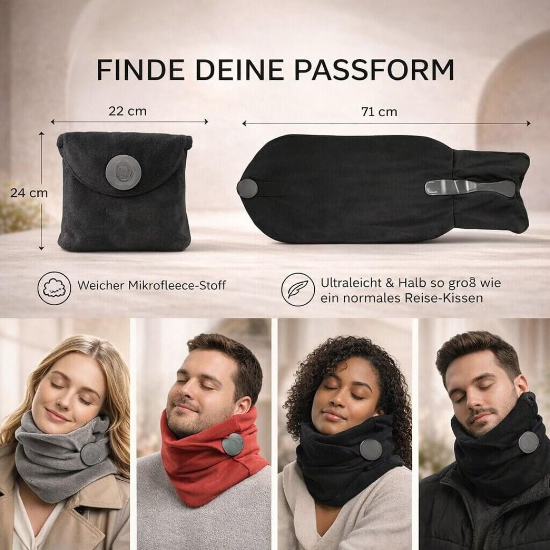 Nackenkissen für Flugzeug & Reisen | Reisekissen für Nacken | Nuvella
