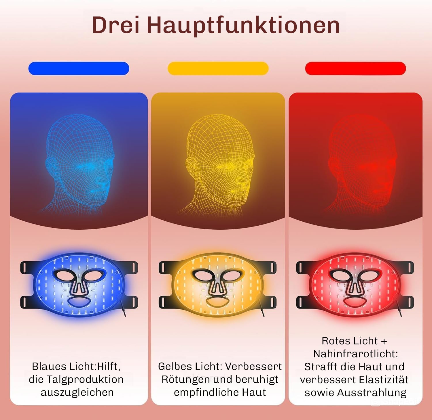 Rotlichtmaske | LED-Gesichtsmaske | Lichttherapie für die Haut | SkinGlow
