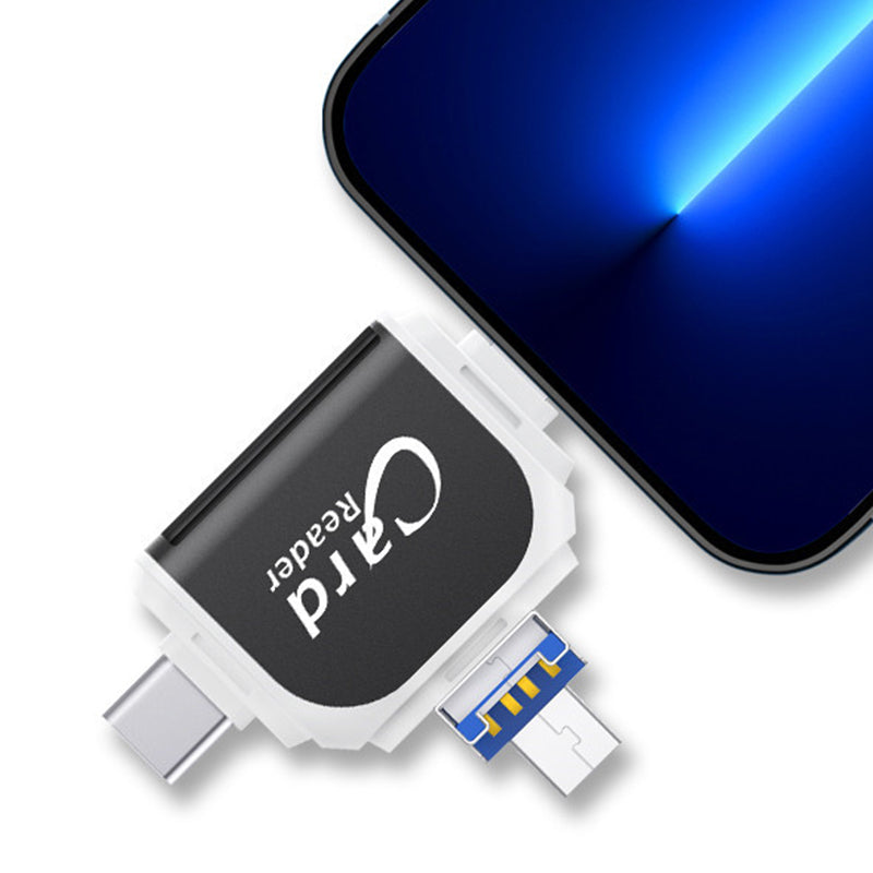 SD-Kartenleser mit USB A, USB C, Micro USB & Lightning | Kartenleser für iPhone, Android & Laptop | SD-Kartenadapter | FlexiLink