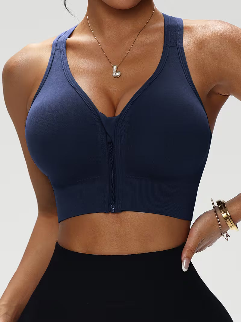 Sport-BH mit Reißverschluss ohne Bügel für Damen | Push-Up-BH | Zentiva