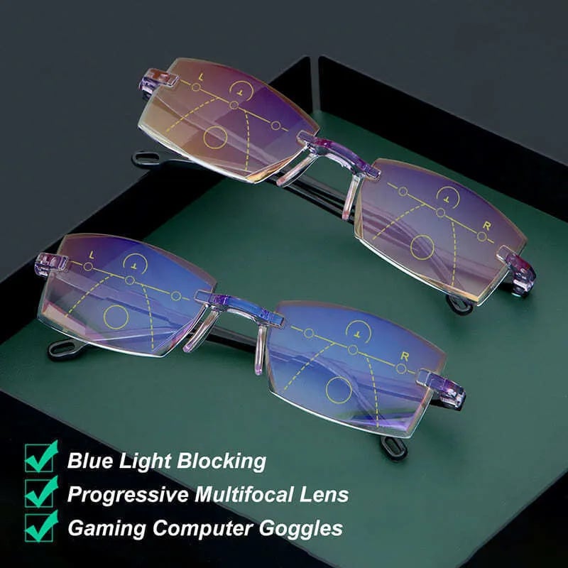 Ripob | Hochhärte Anti-Blau Progressiv Lang- und Nahbereich Dual-Use Lesebrillen