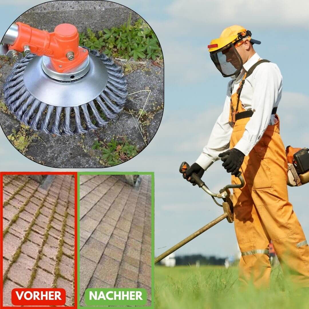 Unkrautbürste für Rasentrimmer | Unkraut beseitigen | GardenSteel